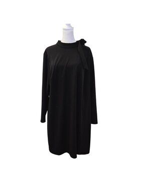 Calvin Klein Long Sleeve Shift Dress with Neck Bow Accent Size 20W